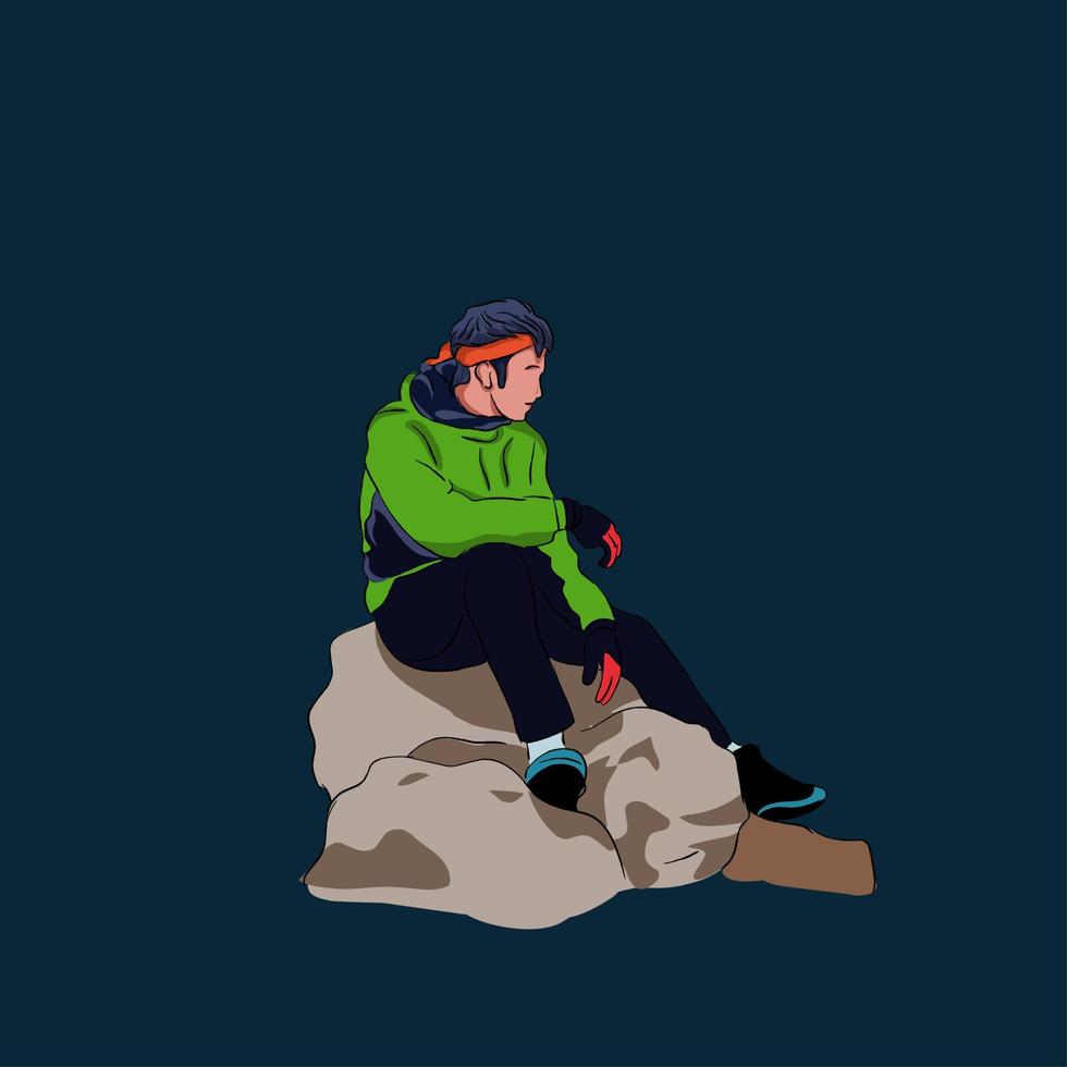 cartoon illustration of a climber. suitable for your design, mountain climbers, peak climbers. vector