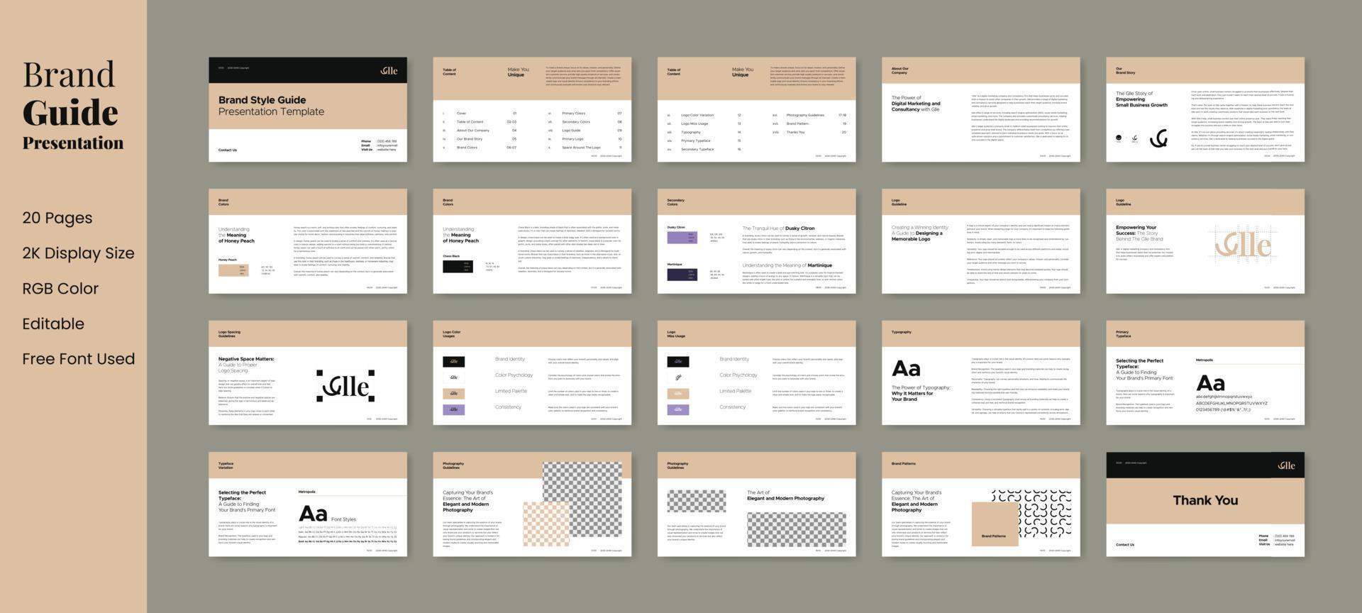 Brand Guidelines Presentation Template. Brand Manual Style Guidelines. vector