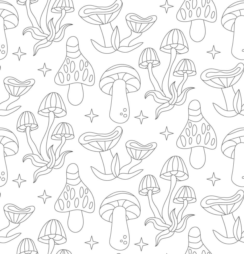 Hippie wallpaper with mushrooms Stock Vector by ©antonovaolena