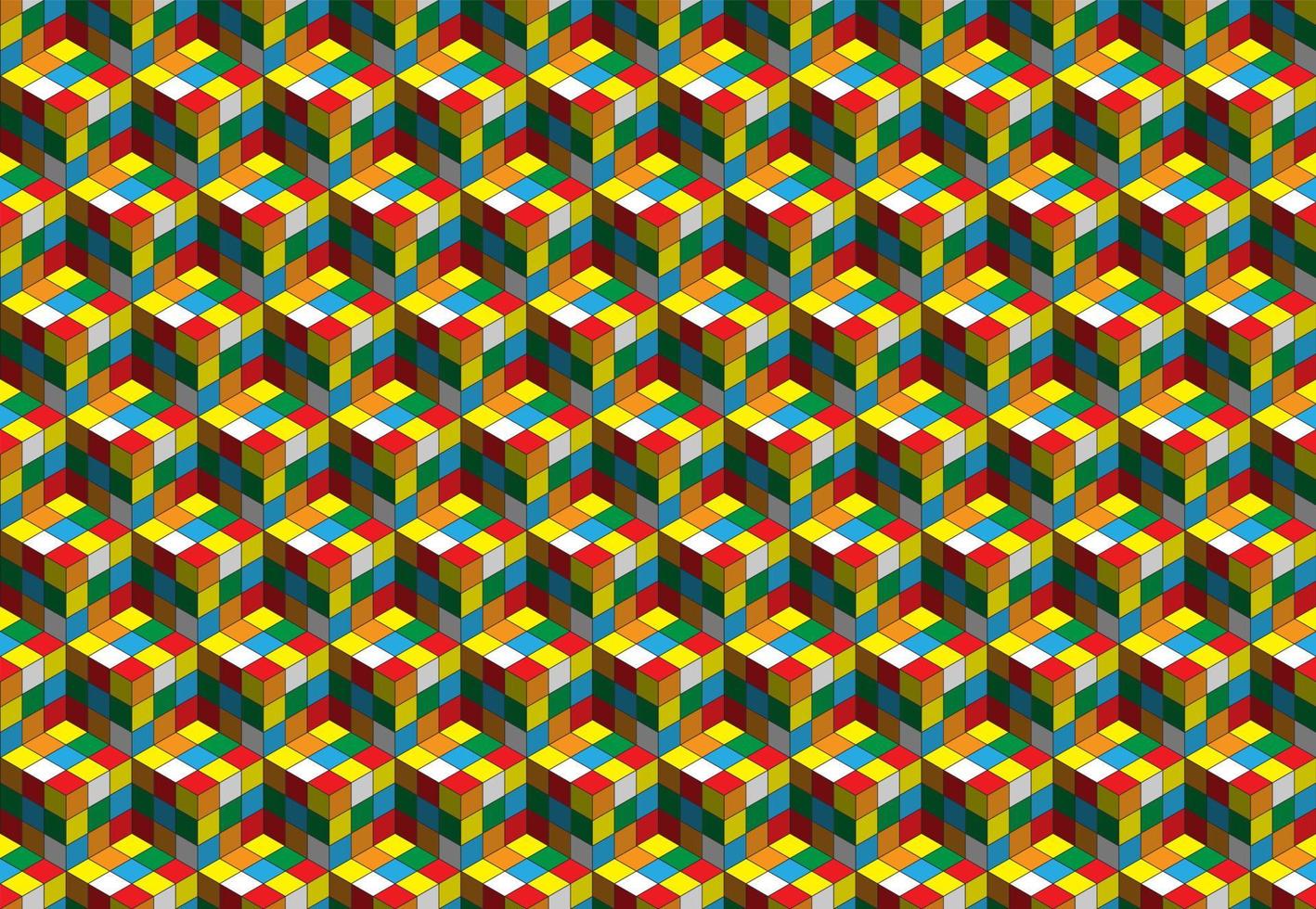 Magic cube pattern seamless design. Color block puzzle vector background.