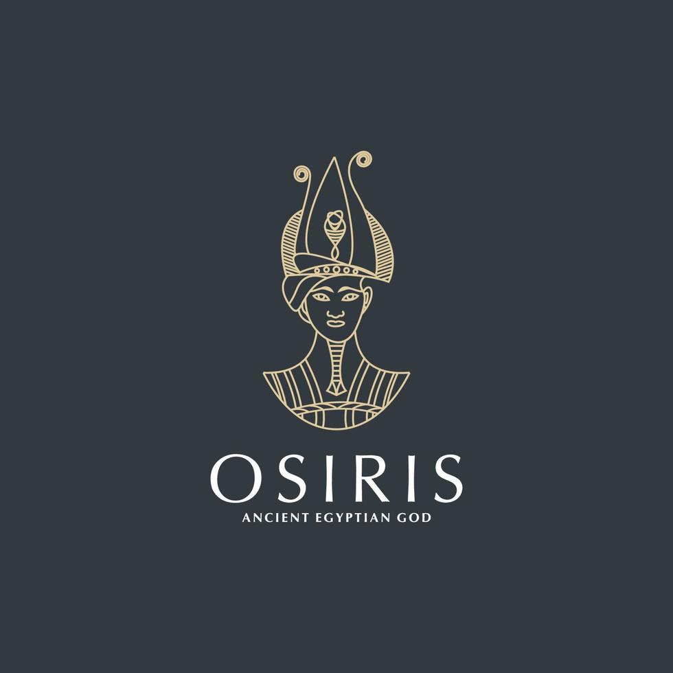 Osiris egyptian goddess line style logo icon design template. Elegant, luxury, gold, illustration vector