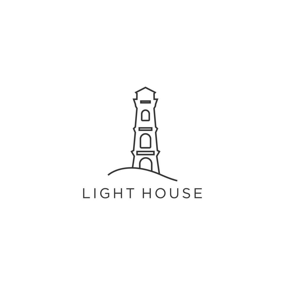 Lighthouse logo design template with water ocean element vector