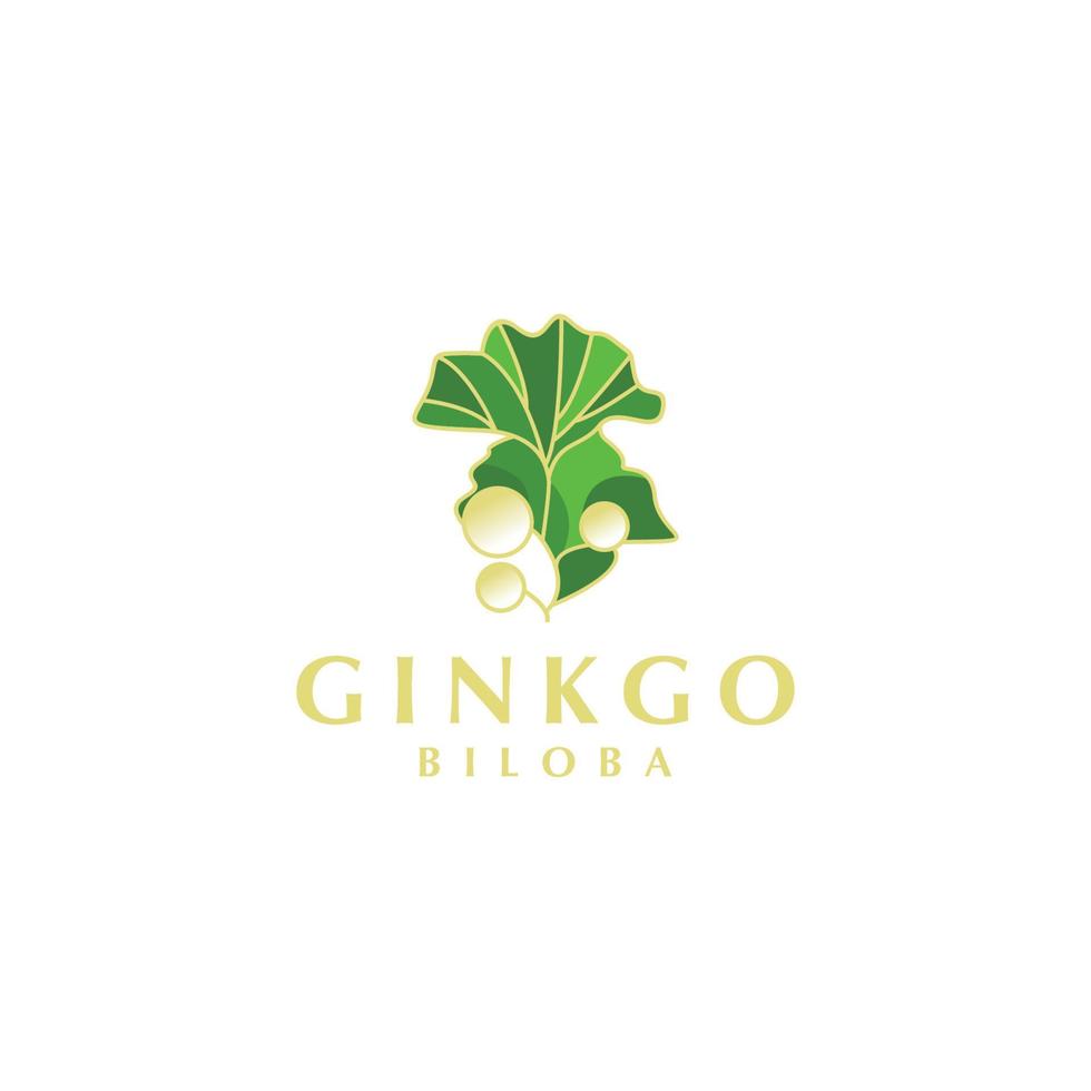 Ginkgo Biloba Leaf Gold And Green  Nature  eco icon. Vector illustration. Leaflet organic icon.