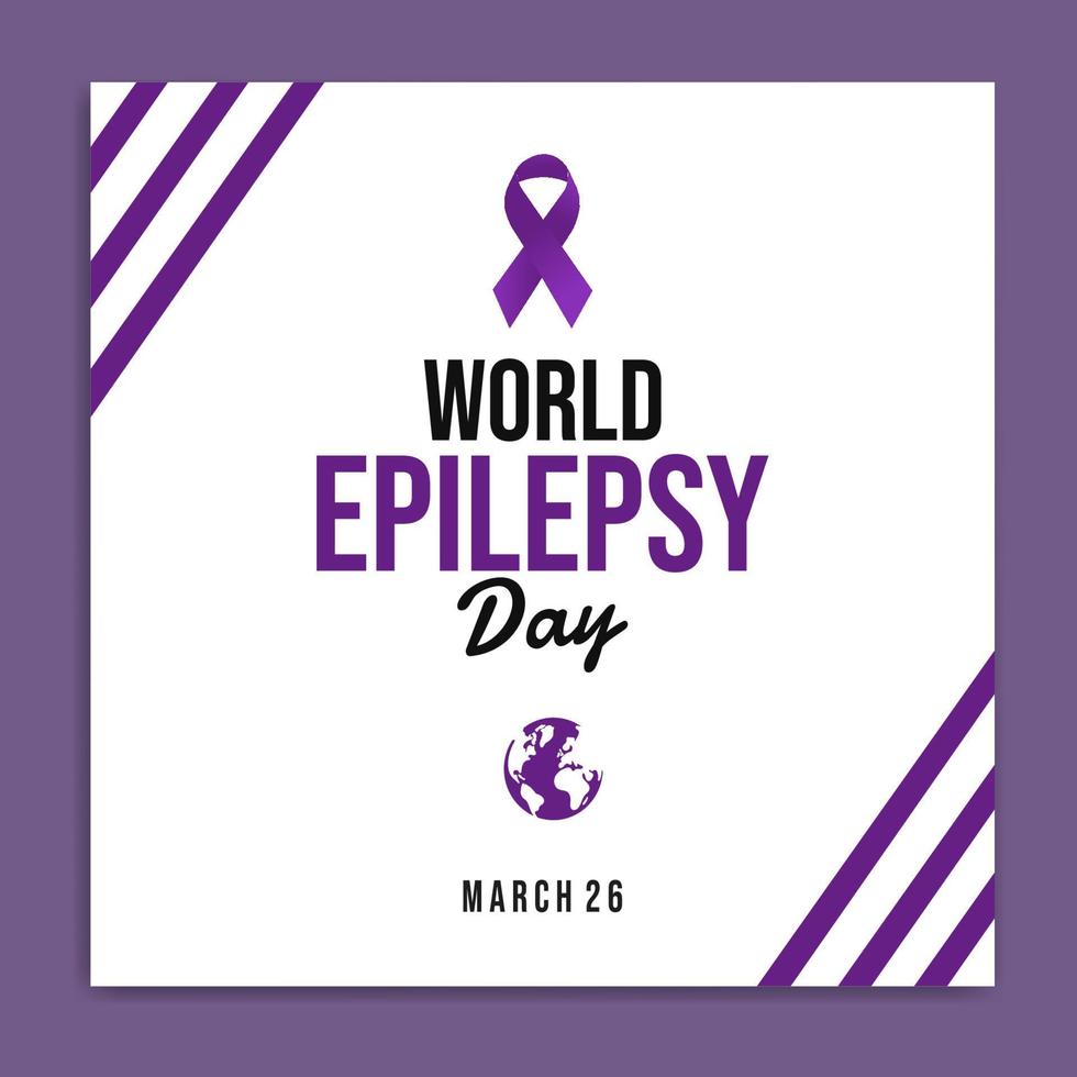 World epilepsy day. Purple ribbon on white background. vector