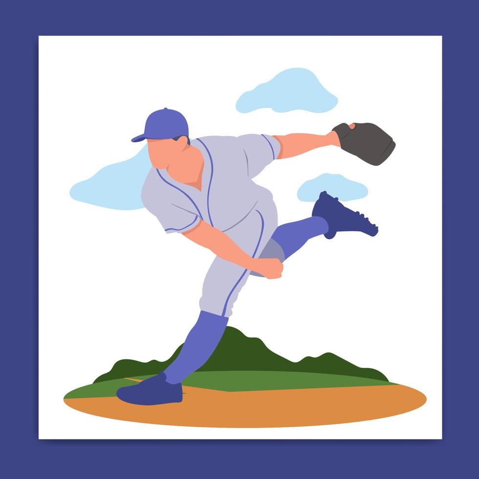 béisbol jugador. deporte concepto vector ilustración en plano estilo diseño