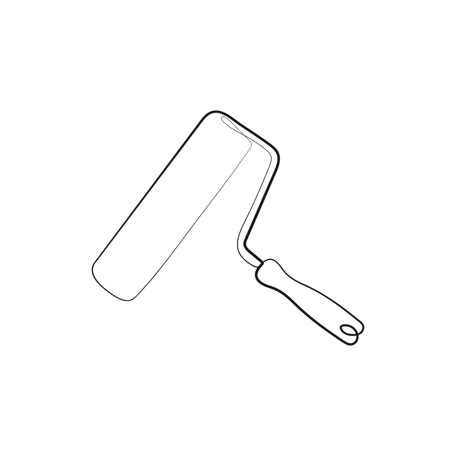 Paint roller. One line art drawing. Tool for repair and construction