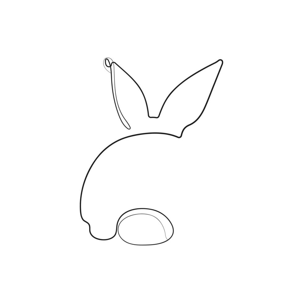 Rabbit, back view. Continuous one line drawing style. Easter bunny in simple minimalistic style. Vector illustration