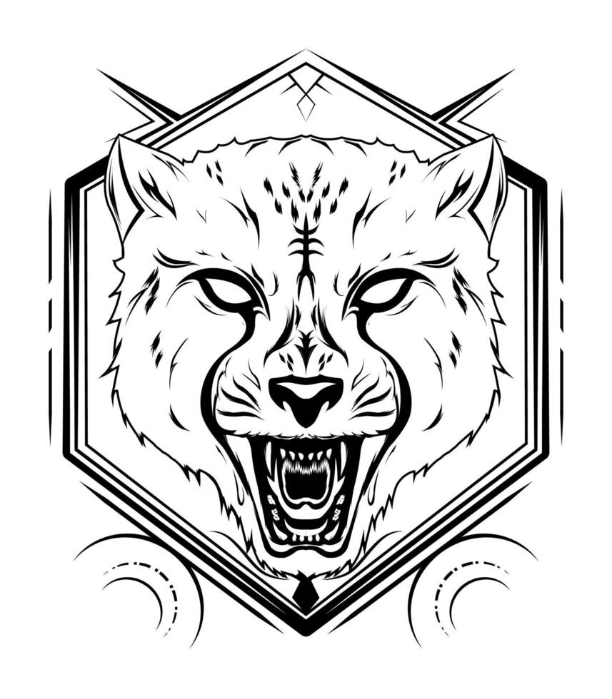 vector logo leopardo con rugido cara