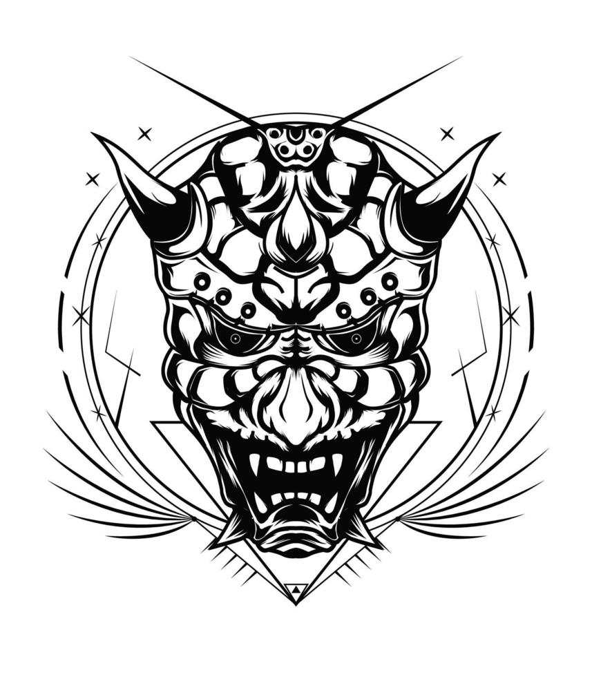 Oni vector artwork in black and white color