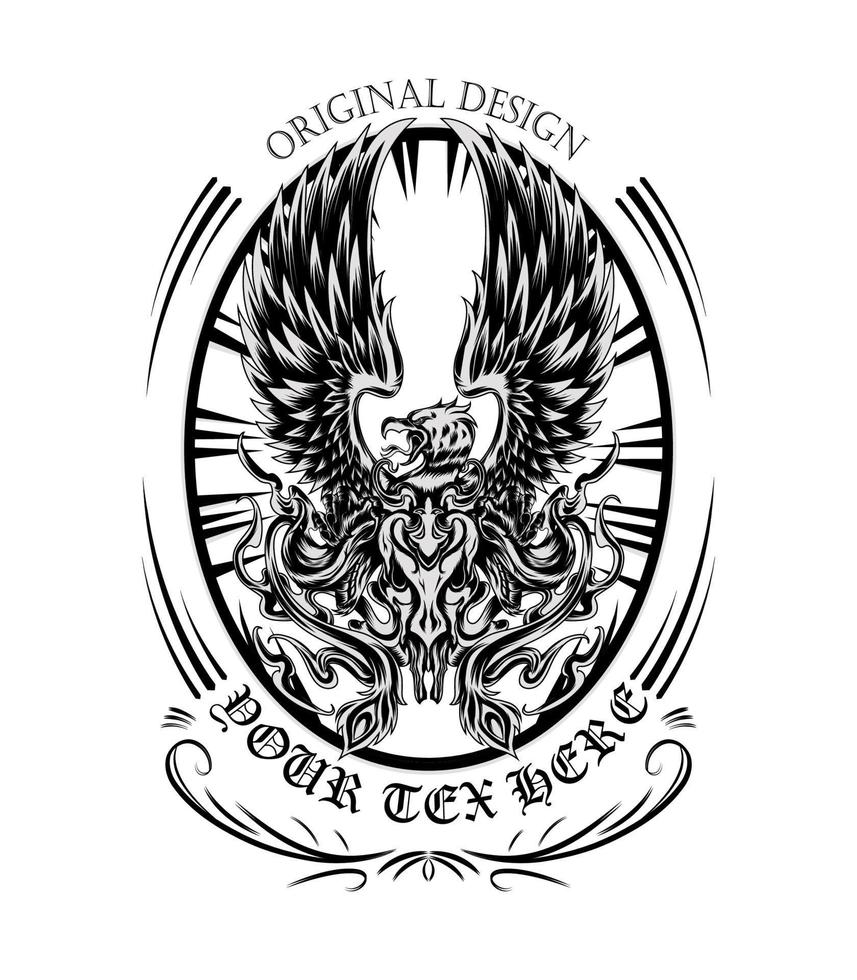 Phoenix vector illustration design in black and white color 20382098