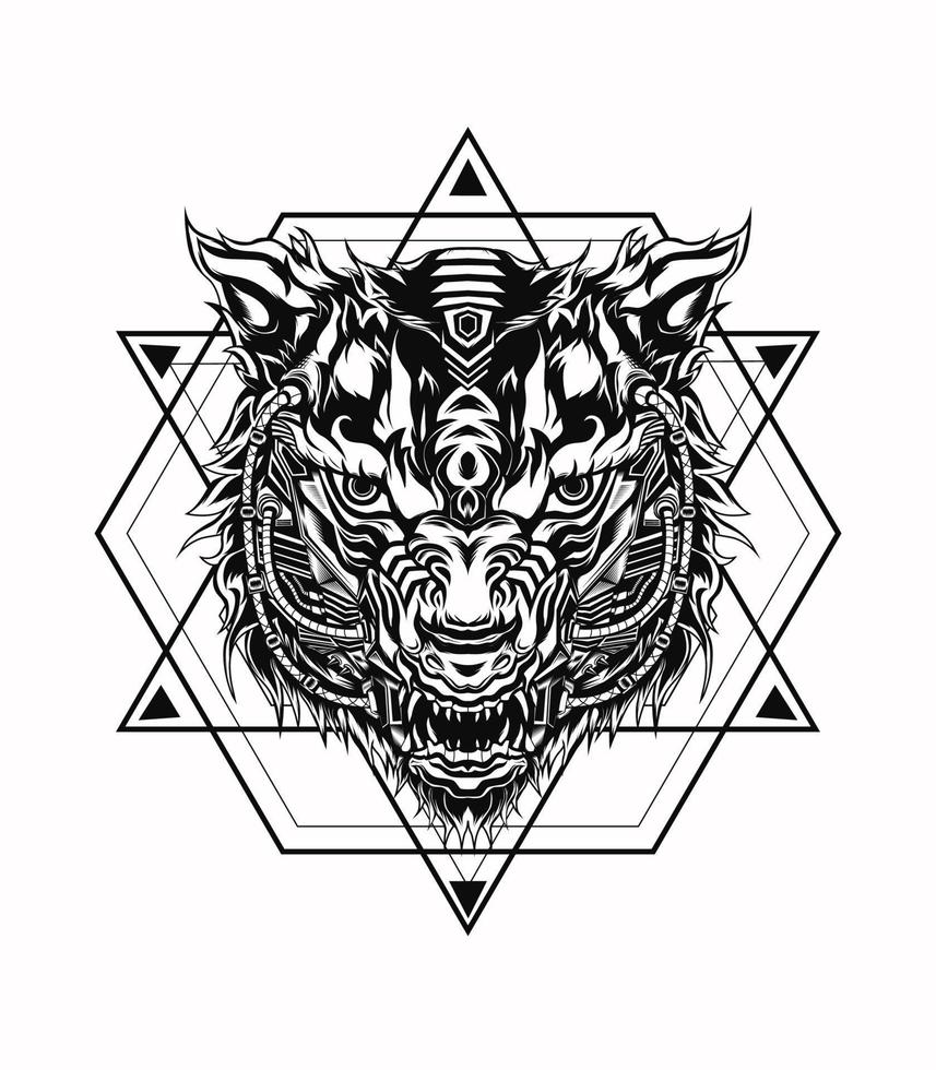 The wolf cyborg vector artwork