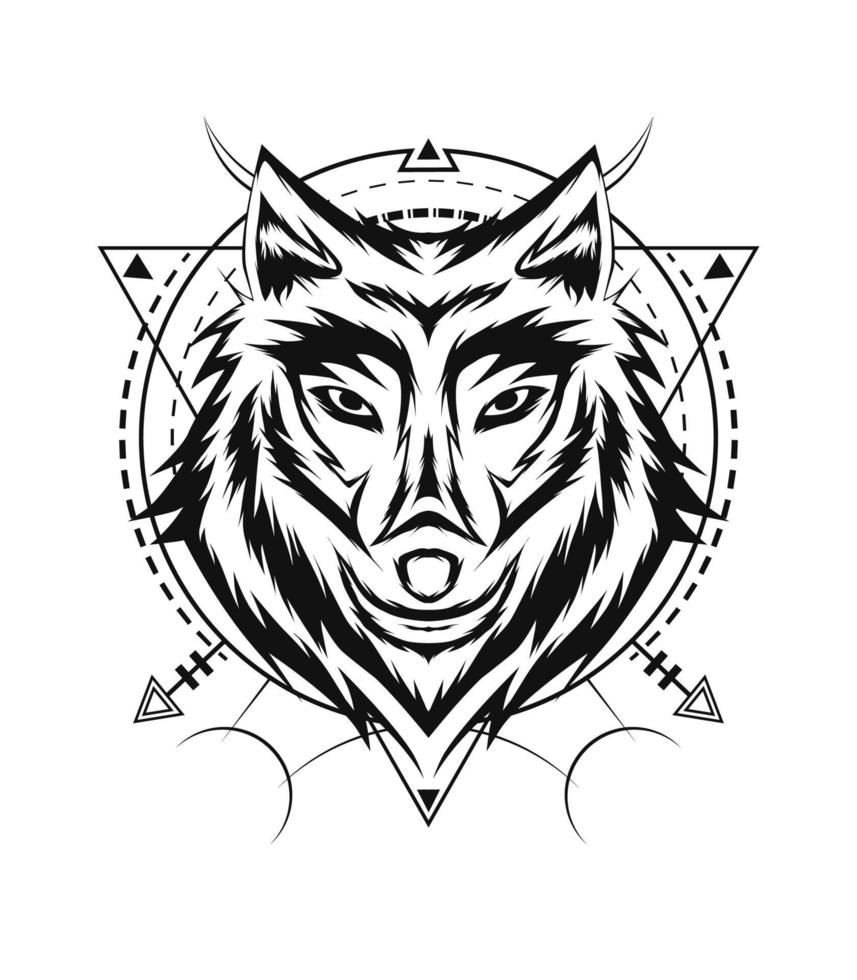 el lobo vector logo diseño modelo en negro y blanco color