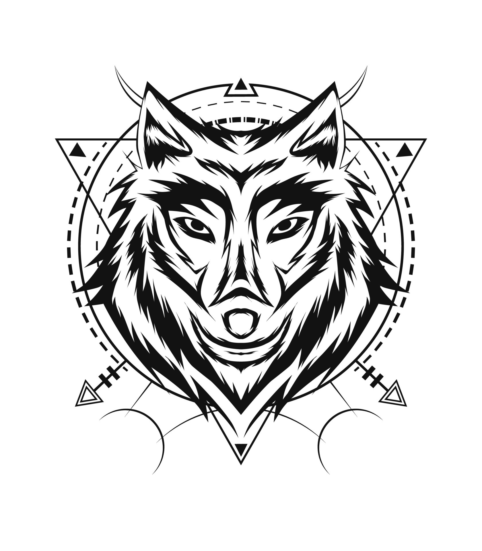 The wolf vector logo design template in black and white color 20382102