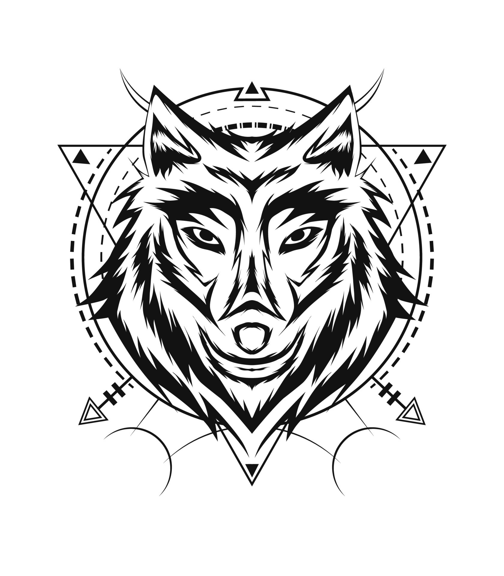 The wolf vector logo design template in black and white color 20382102 ...