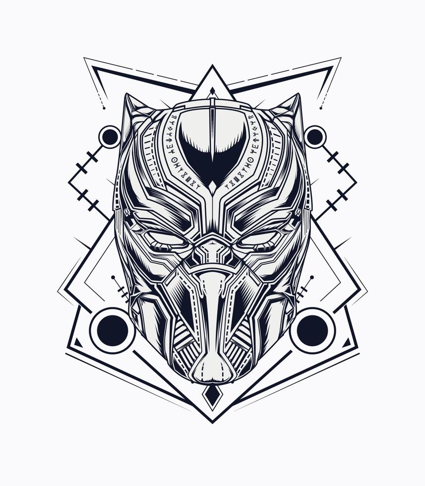 Panther mask vector illustration in black and white color 20382112