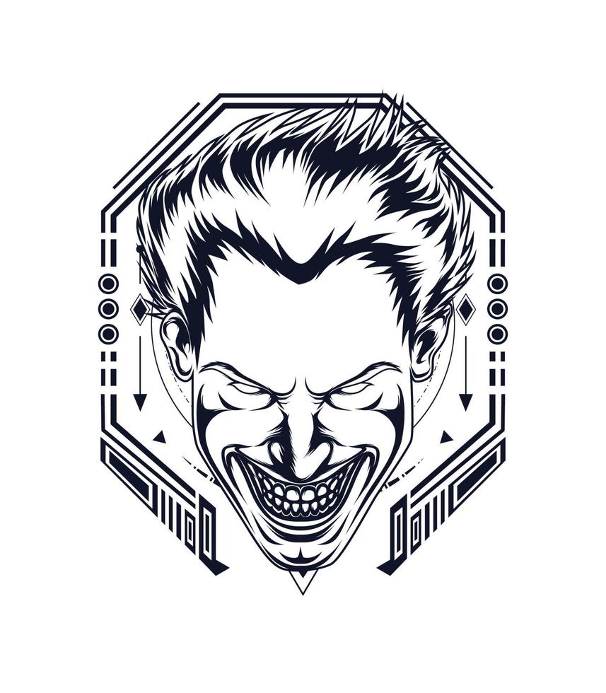 Smile of evil man in black and white color vector