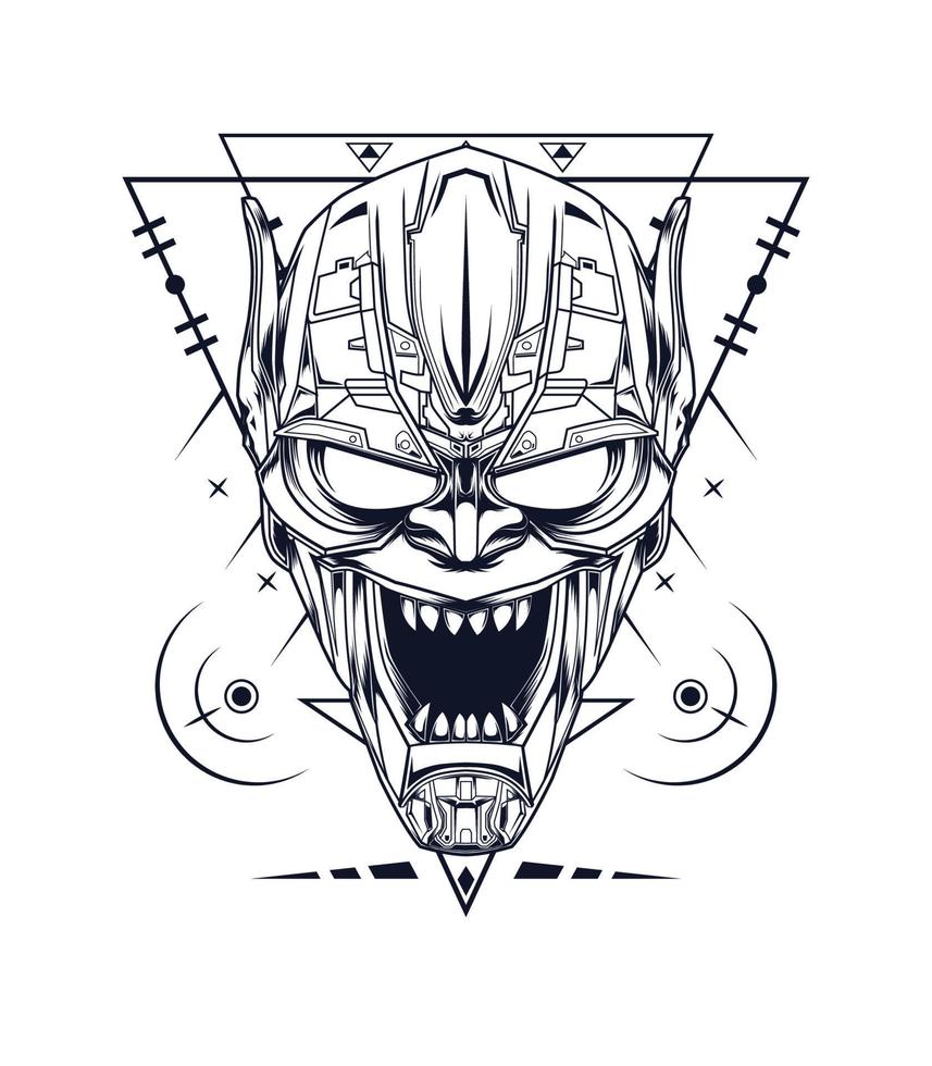 The goblin vector artwork in black and white color