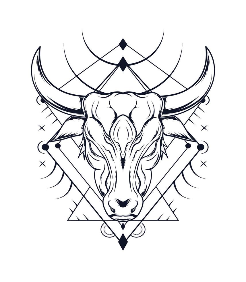 Byson tattoo vector inking with sacred symbol