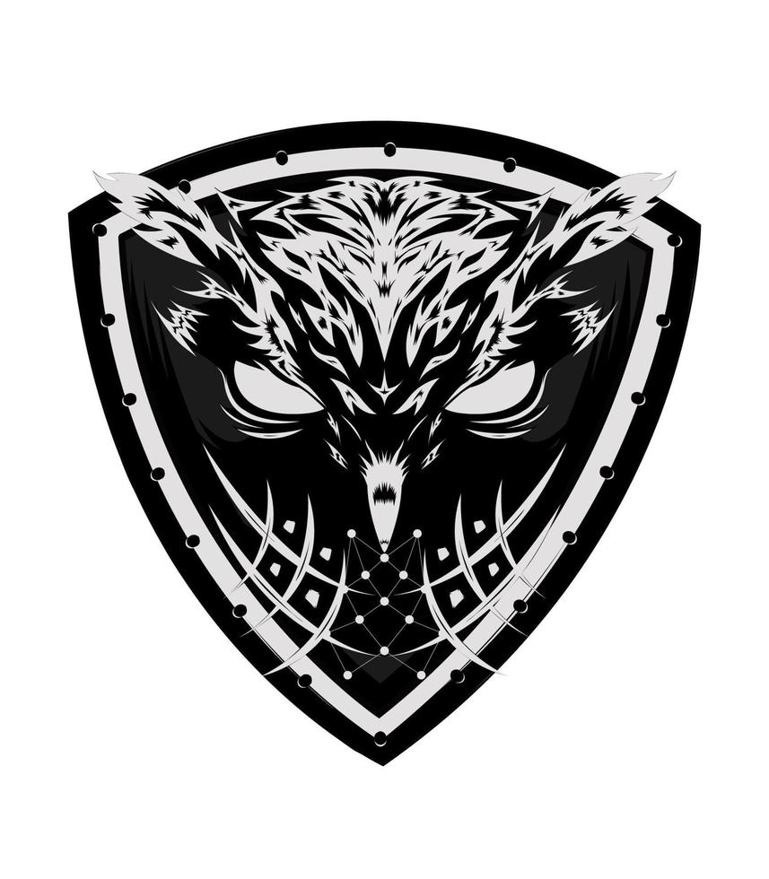 Angry owl vector logo design black and white color