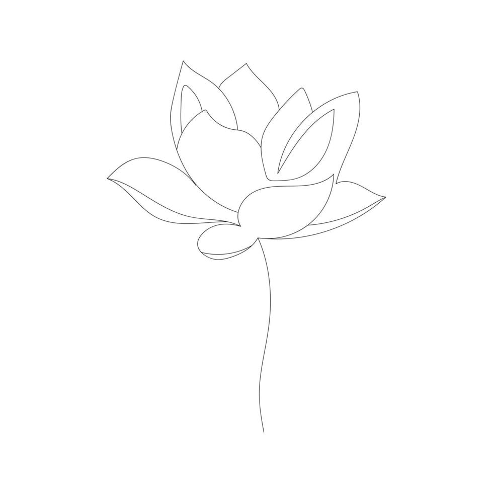 Lotus flower hand drawn in one line vector