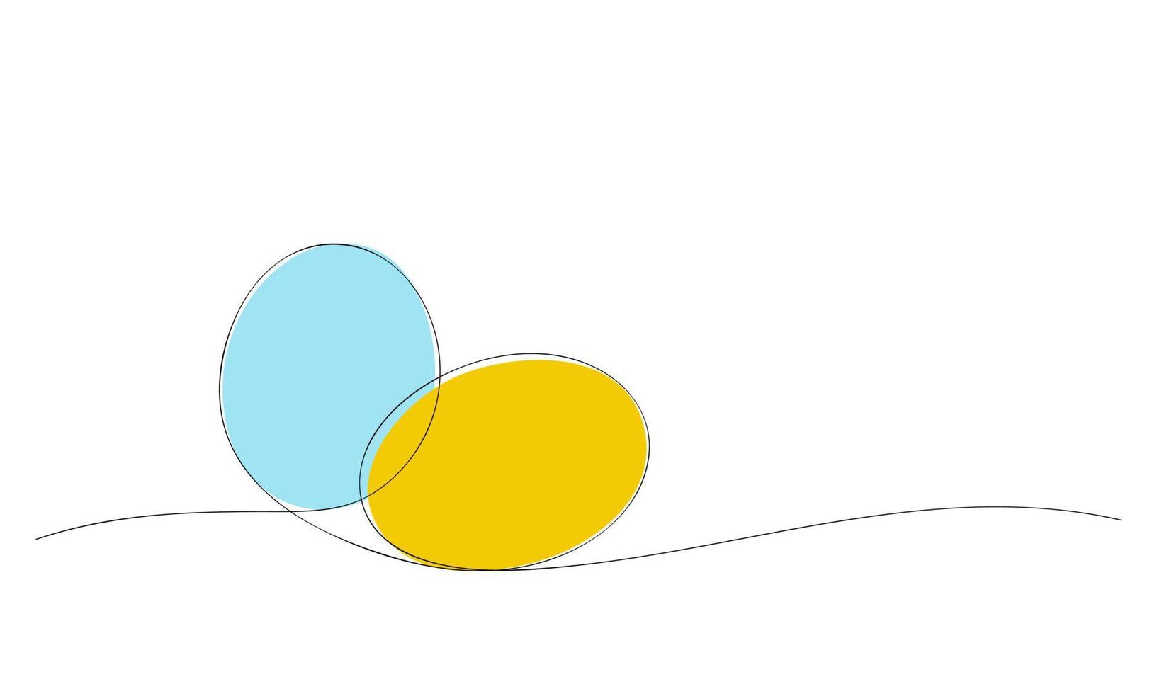Colorful Easter eggs in one line vector
