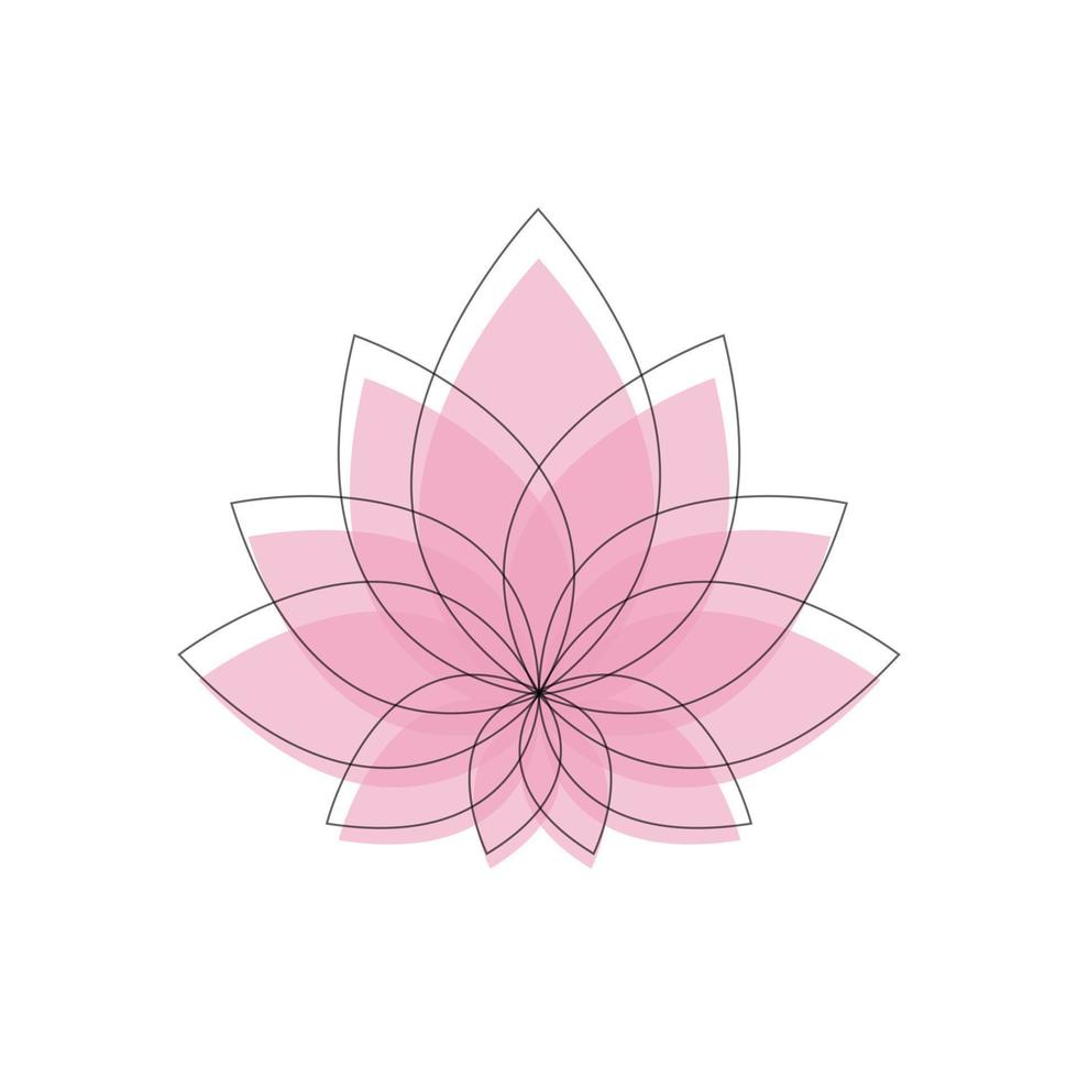 Pink lotus flower with one line outline vector