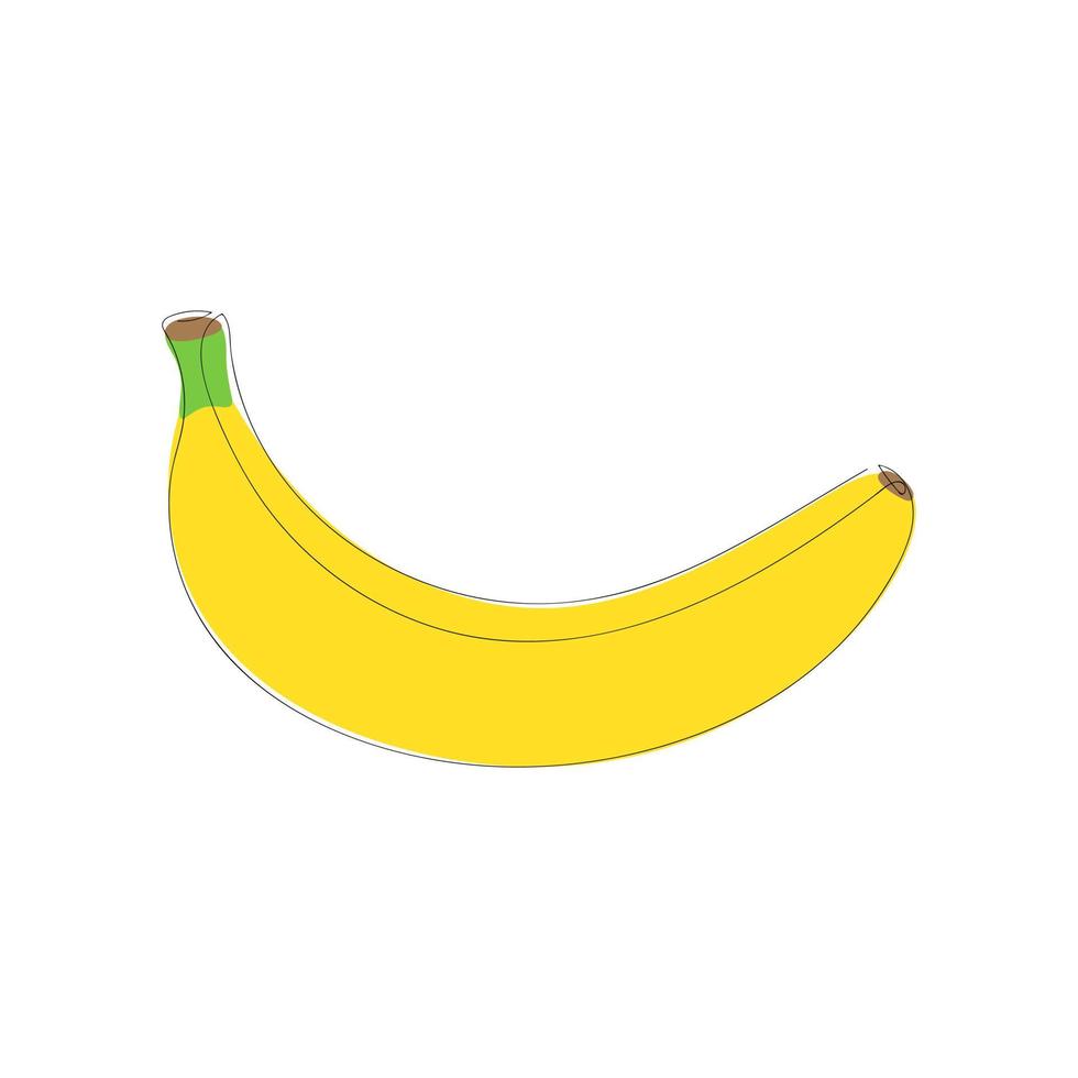 Cartoon banana hand drawn in one line vector