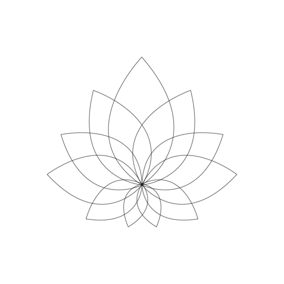 Lotus flower drawn with one continuous line vector