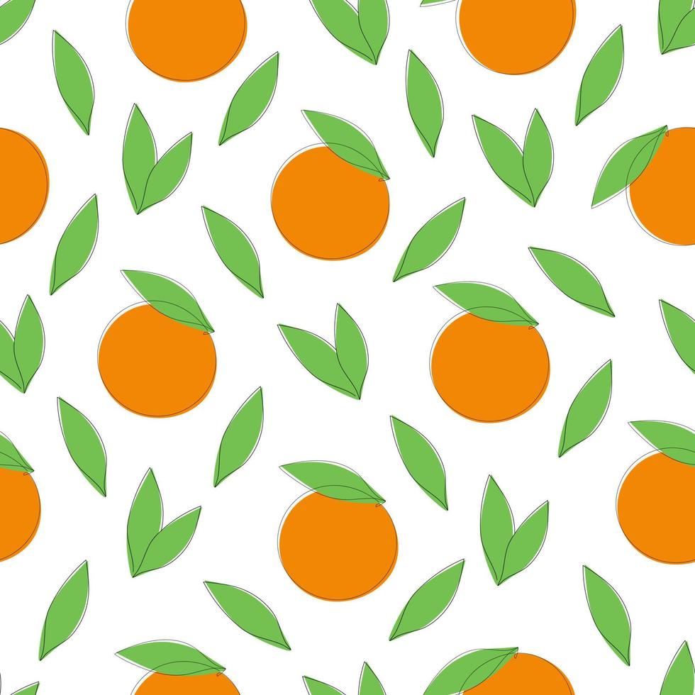 Seamless pattern with oranges and leaves vector