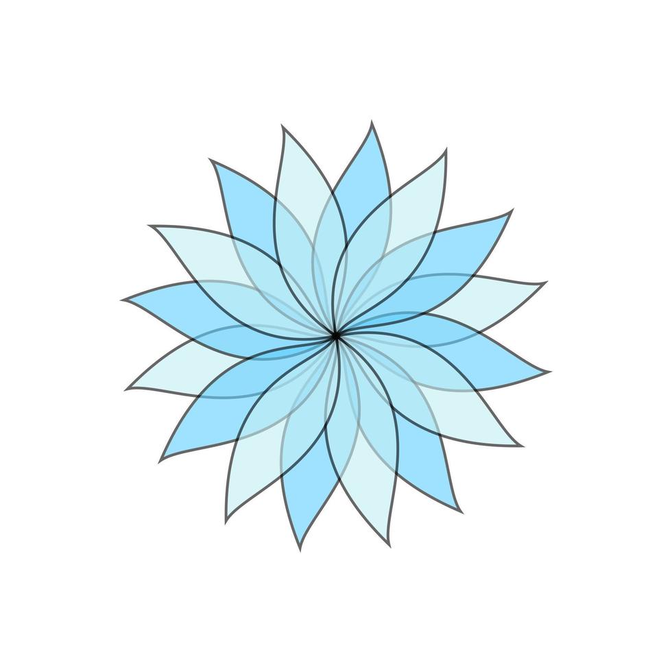Blue flower with one line outline on white background vector