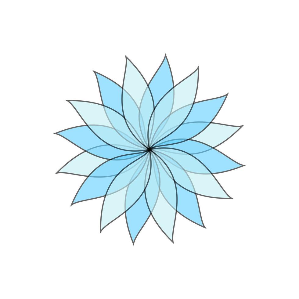 Blue flower with one line outline on white background vector