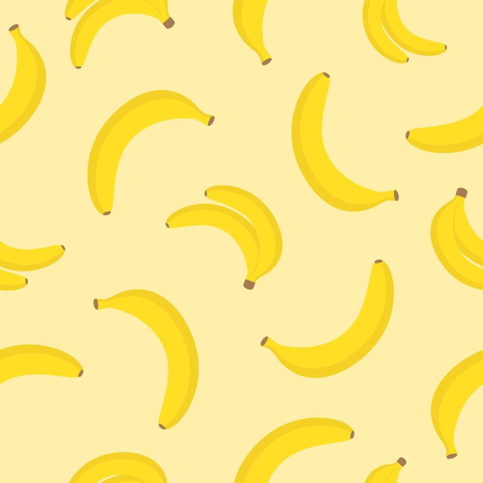 Seamless pattern of bananas in cartoon style on a yellow background vector