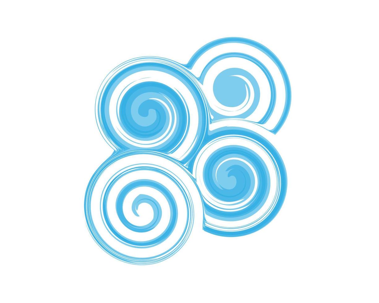 Abstract blue watercolor spiral paint blots vector