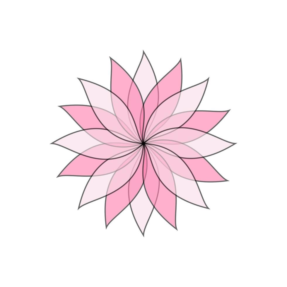 Pink flower with one line outline on white background vector