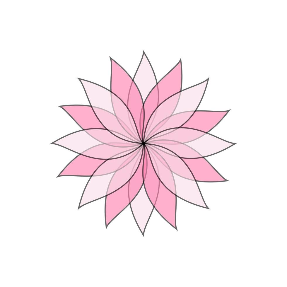 Pink flower with one line outline on white background vector