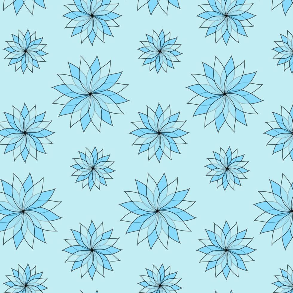 Blue flowers on a blue background repeating pattern vector
