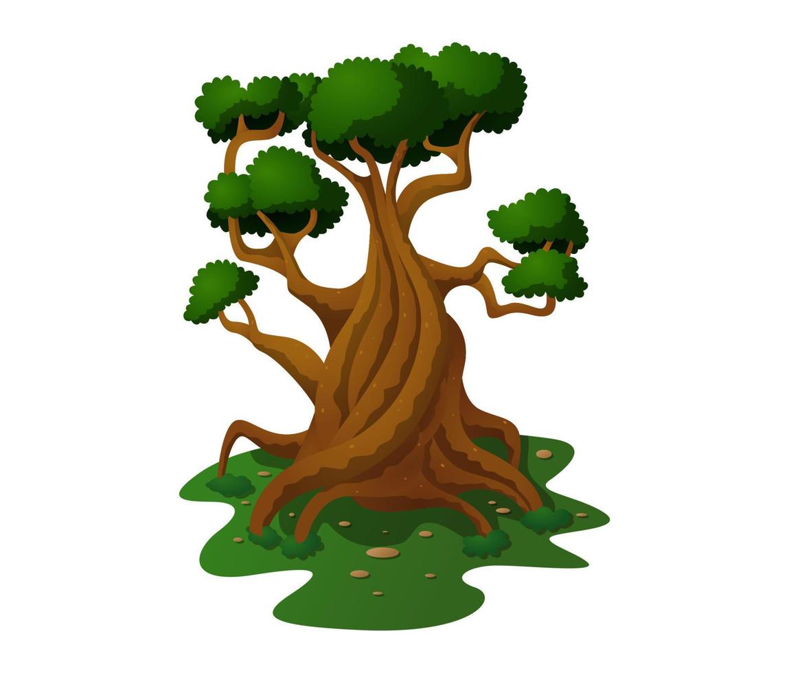 Beautiful Bonsai Tree Isolated, Vector Illustration