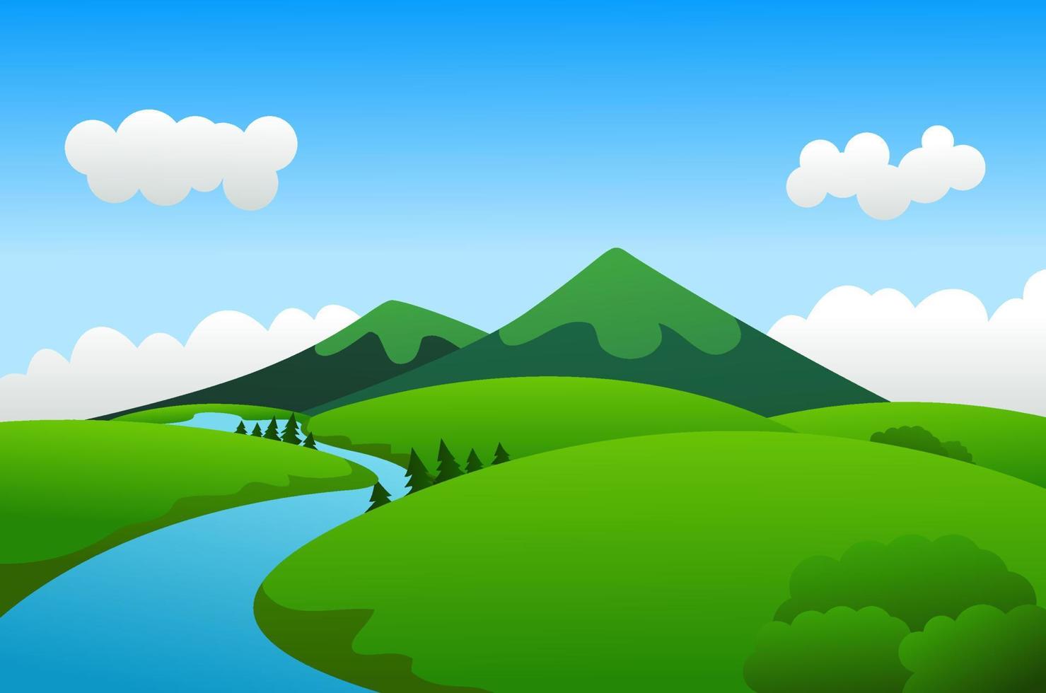 Beautiful Nature Landscape At Spring, Vector Illustration 20382213 ...