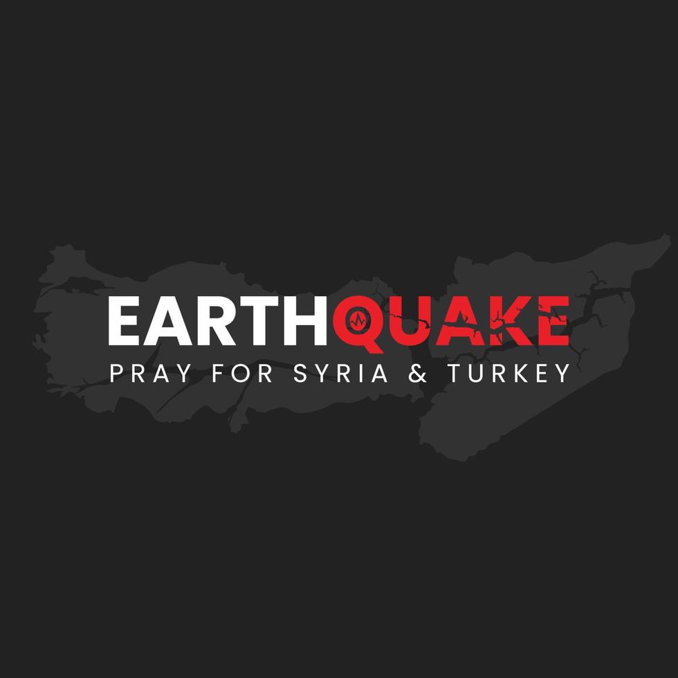 Earthquake logo with syria and turkey map vector