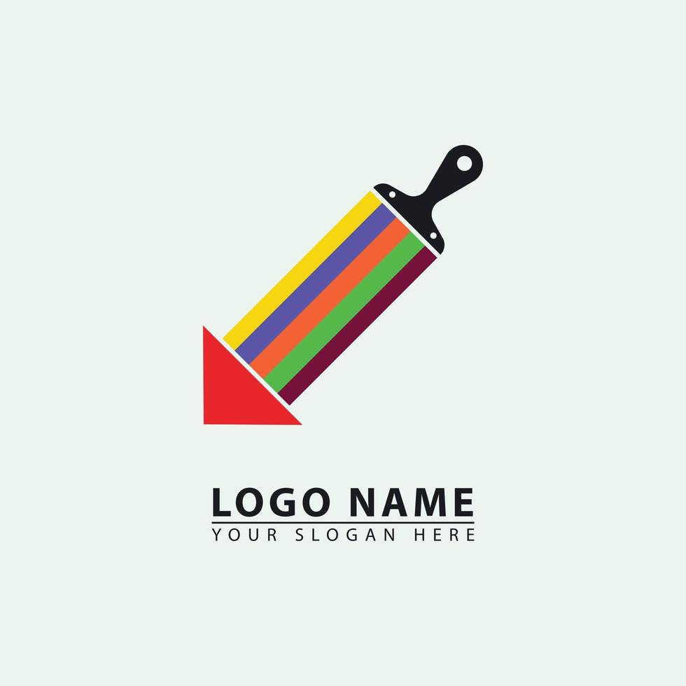 color brush and triangle logo icon vector. vector