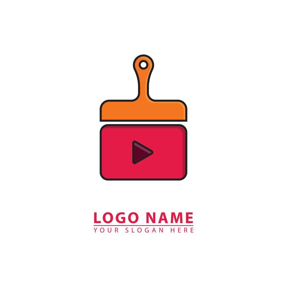 brush and vidio combination logo icon vector. vector