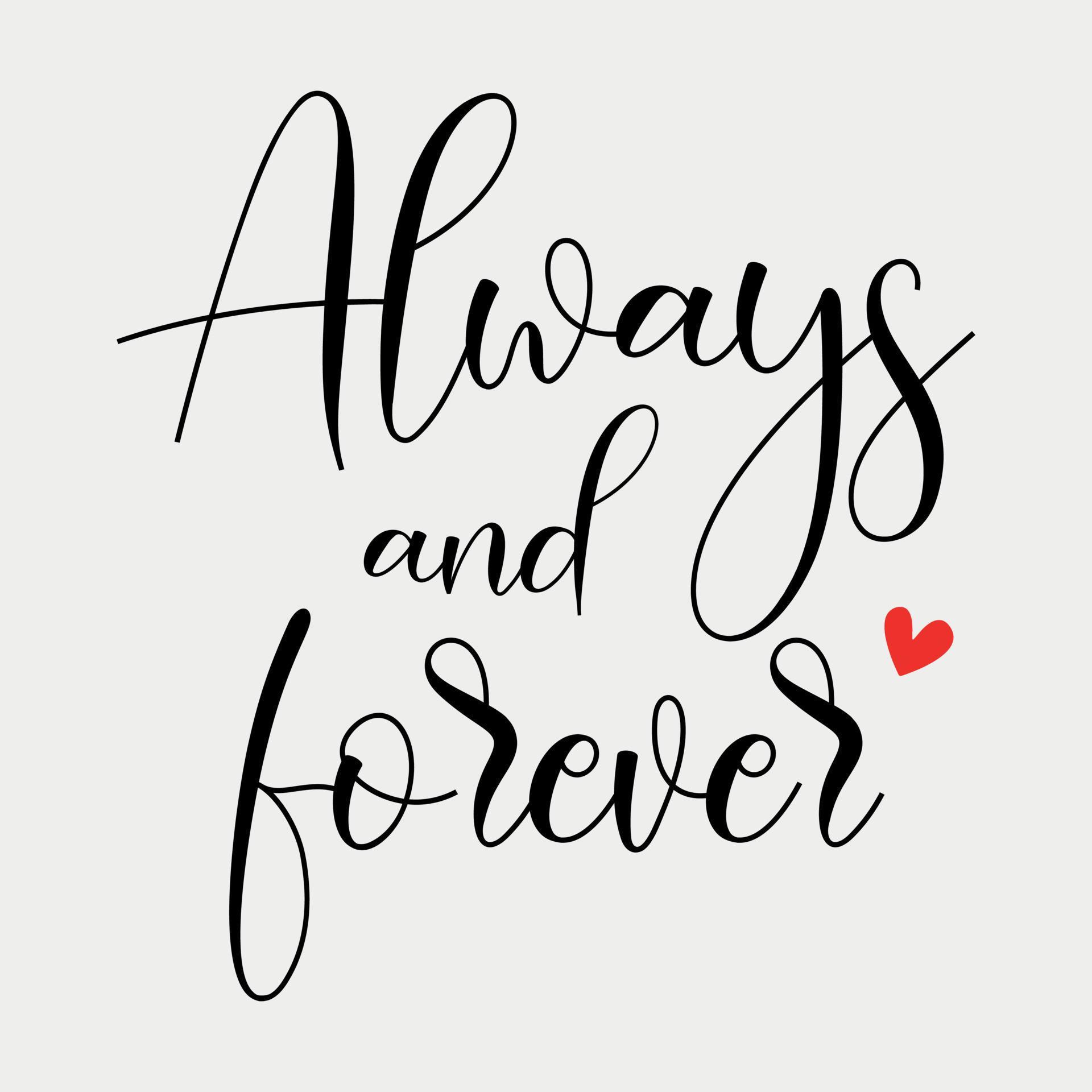Always and Forever wedding Phrase Lettering vector illustration ...