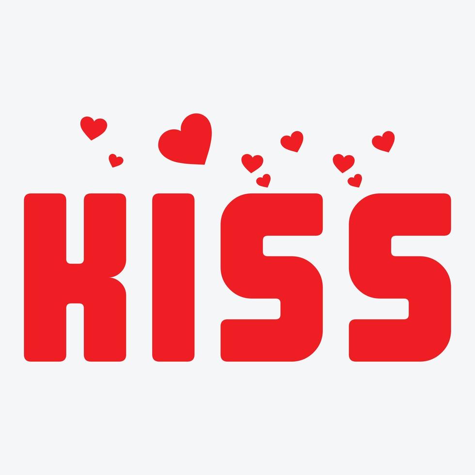 Kiss Lettering with hearts vector illustration