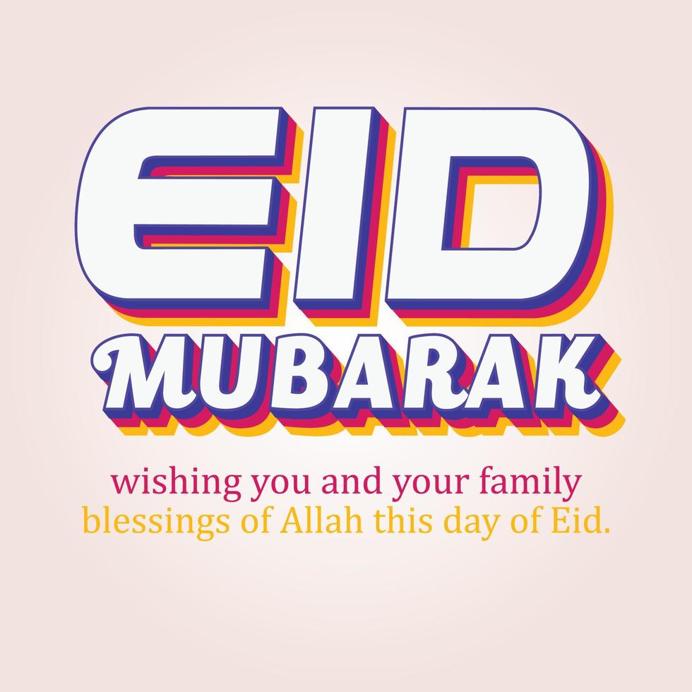 eid Mubarak saludo tarjeta . vector ilustración con Arábica caligrafía