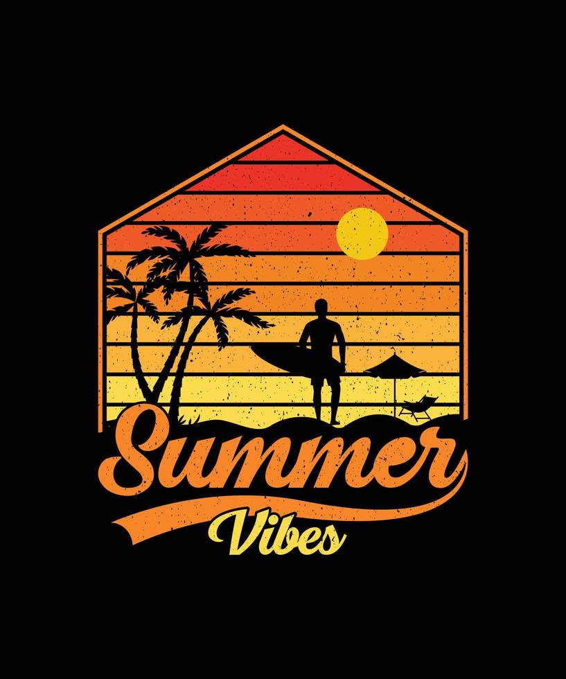 verano playa camiseta diseño vector