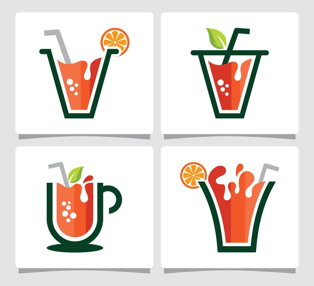 Set Orange Juice Logo Template Design Inspiration vector