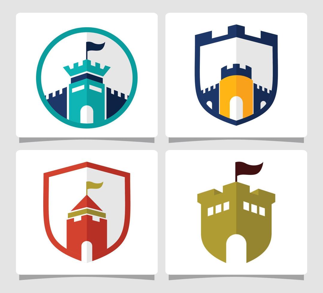 Set Castle Logo Template Design Inspiration vector