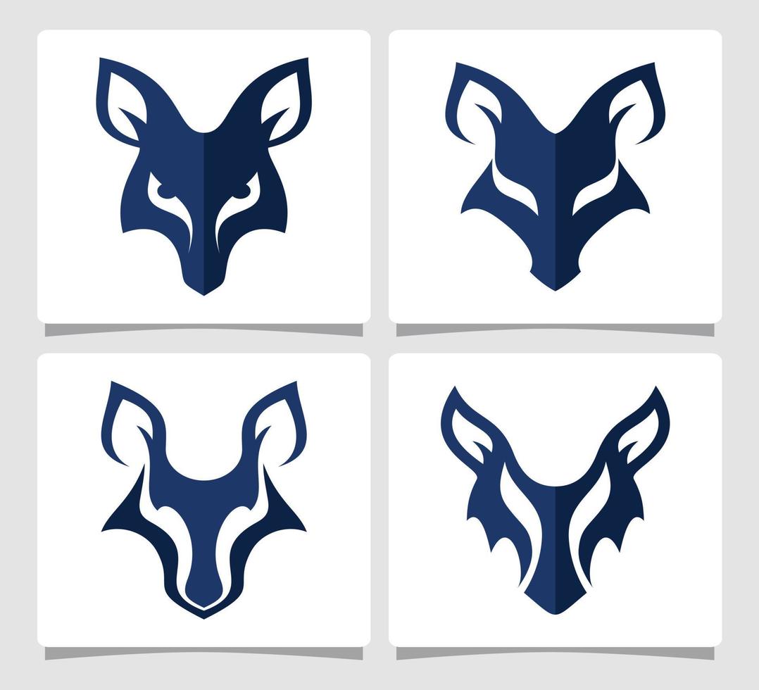Set Wolf Logo Template Design Inspiration vector