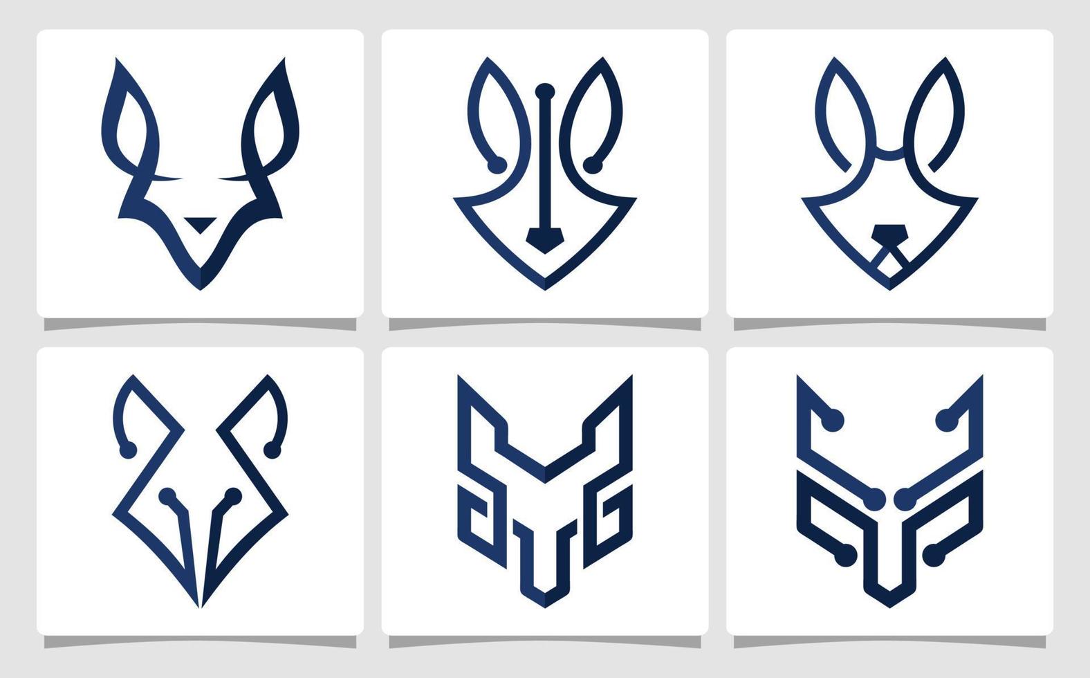 Set Wolf Logo Template Design Inspiration vector