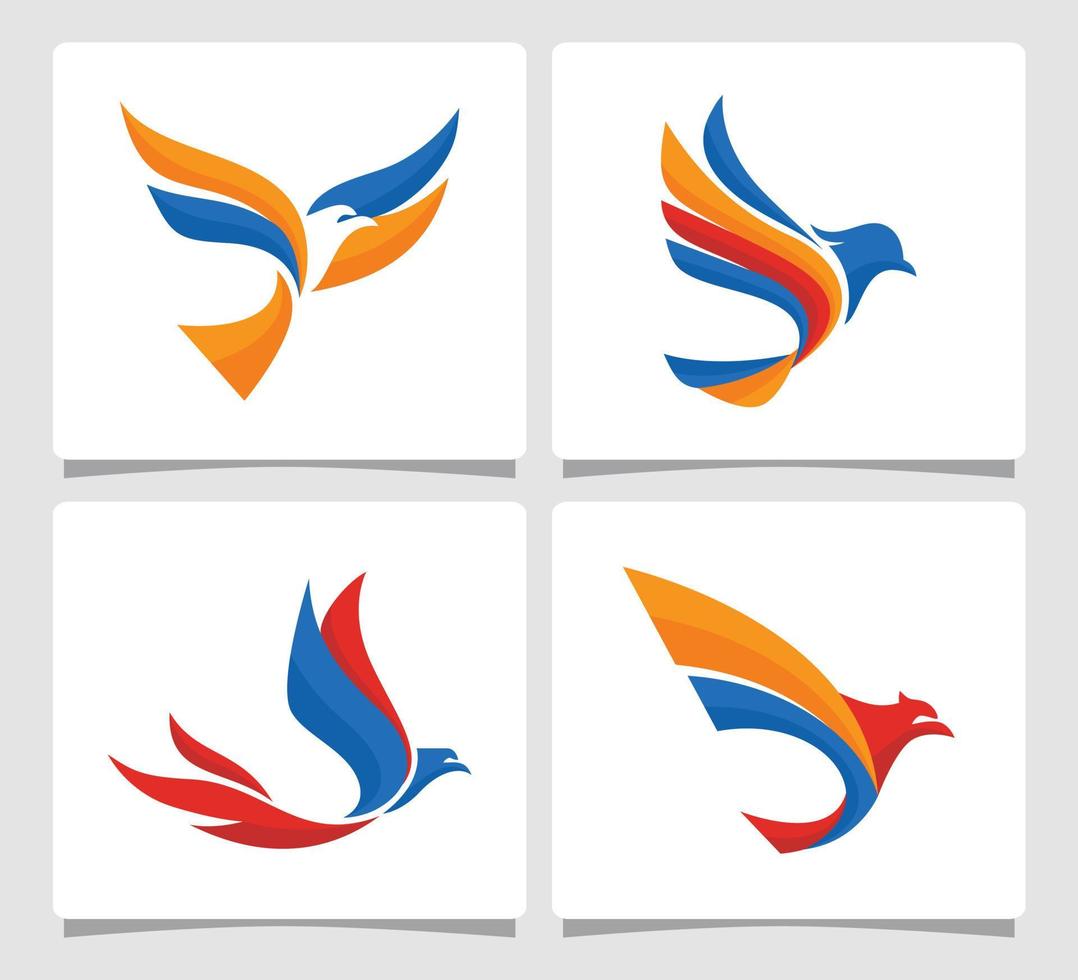 conjunto volador pájaro logo modelo diseño inspiración vector